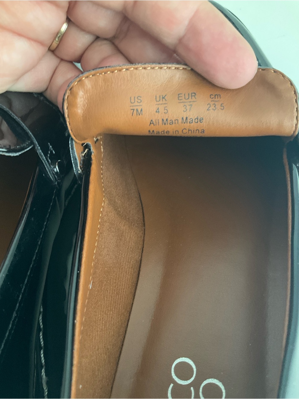 Franco Sarto 7 M Black Patent-Look Lug Sole Loafers - Picture 8 of 10